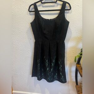 Nine West metallic turquoise/black lace overlay Dress
